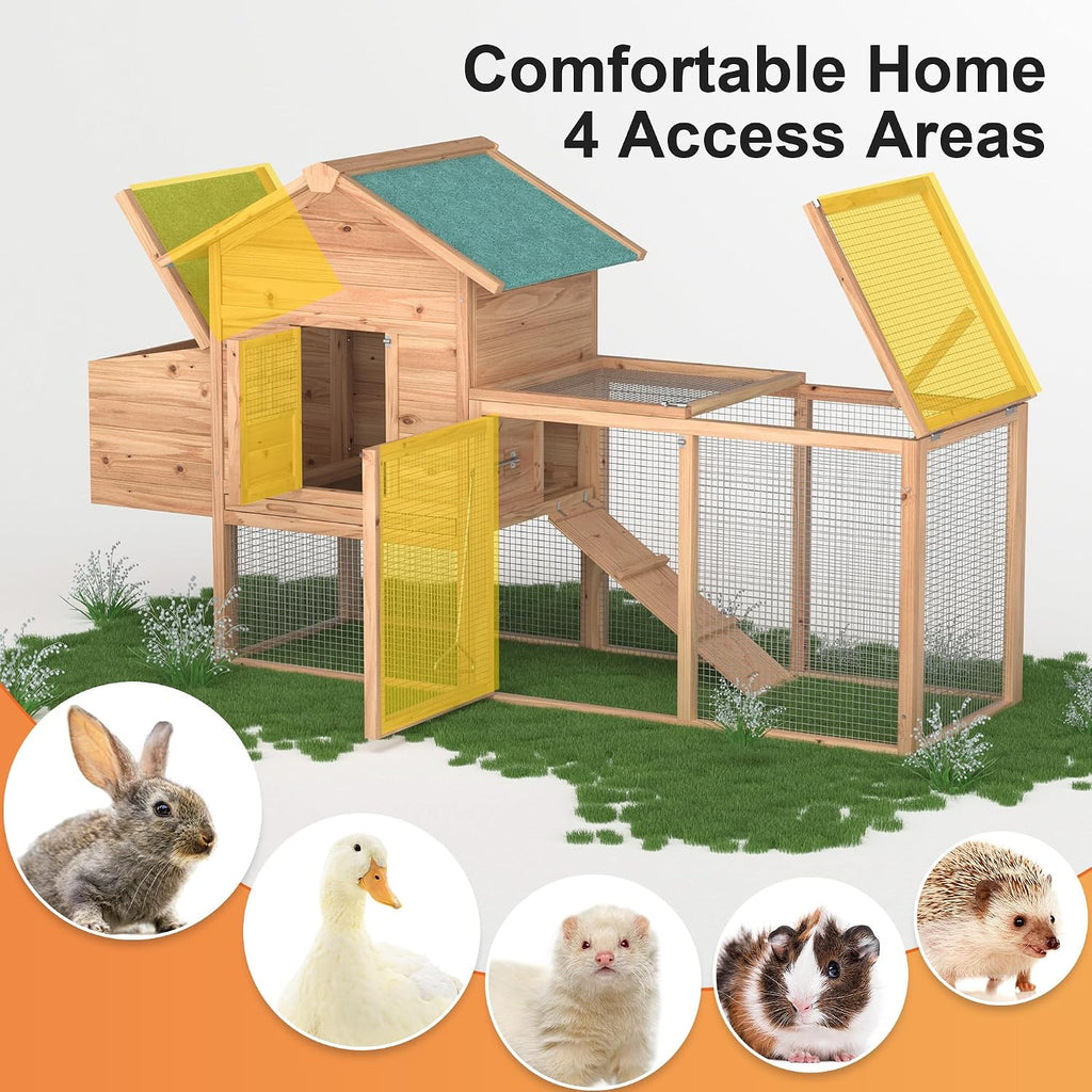 Outdoor Chicken Coop for 2-4 Chickens Wooden Hen House with Nesting Box