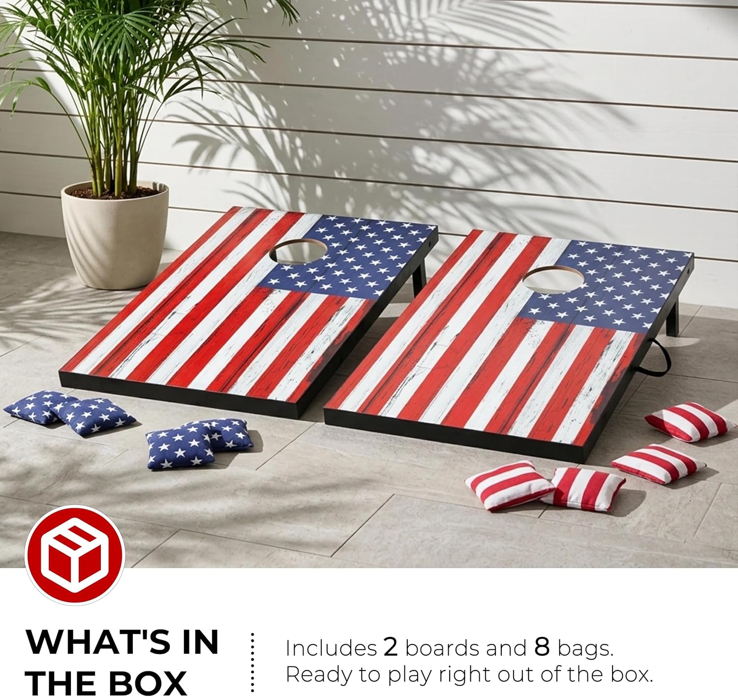 Portable Cornhole Board Set - Premium MDF Wood Corn Hole Game with 8 Regulation Bean Bags, for Backyard, Camping, and