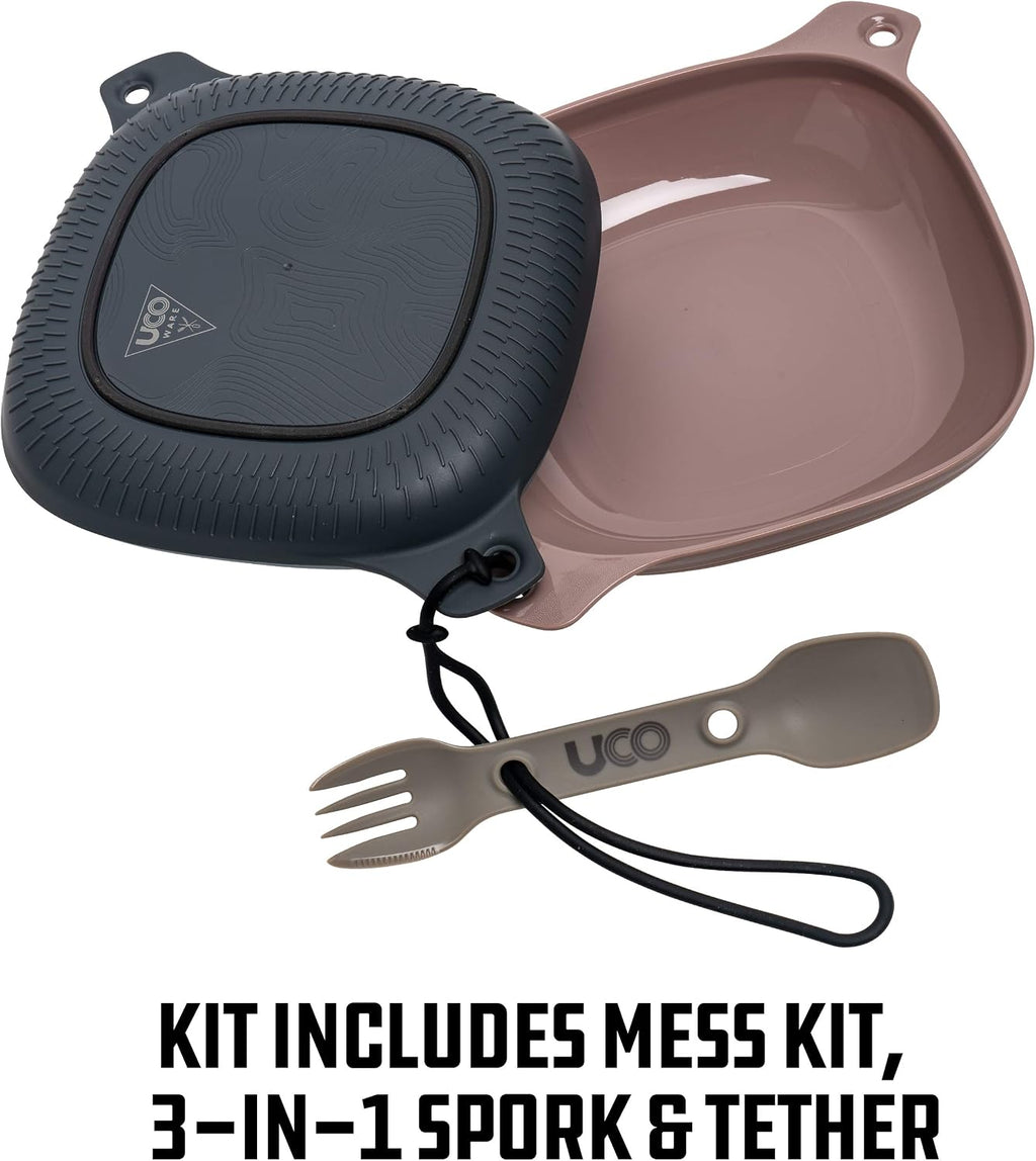 4-Piece Camping Mess Kit with Bowl, Plate and 3-in-1 Spork Utensil Set