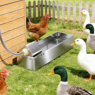 Automatic Chicken Waterer Dispenser 1 Gallon Large Stainless Metal Poultry Waterer Feeder Hanging Chicken Watering