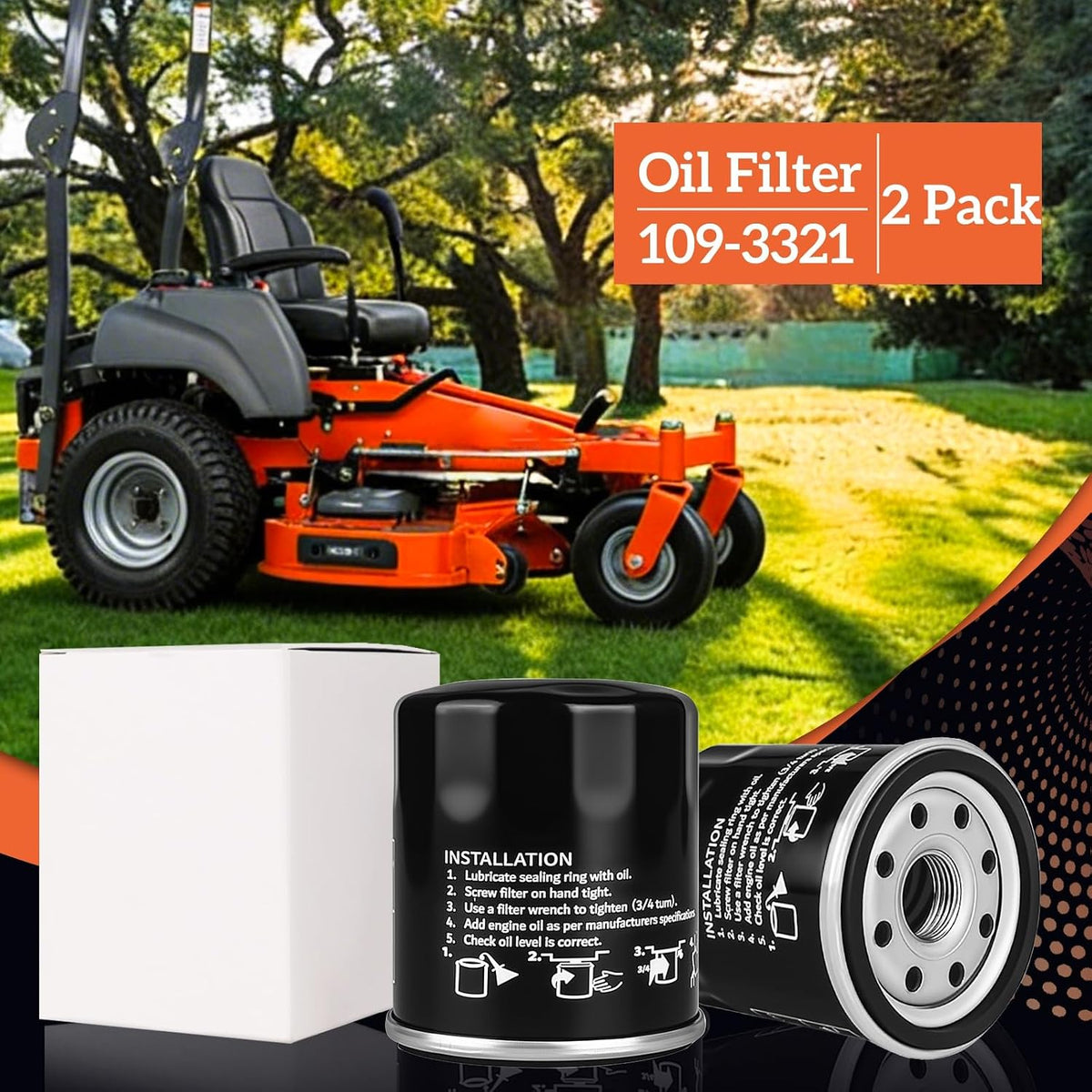 539113466 Oil Filter Fit For Husqvarn Mower P-ZT54 P-ZT60 M-ZT52 M-ZT52 M-ZT61 PZT4822 PZT6126 Rep 109-3321(2 Pack)