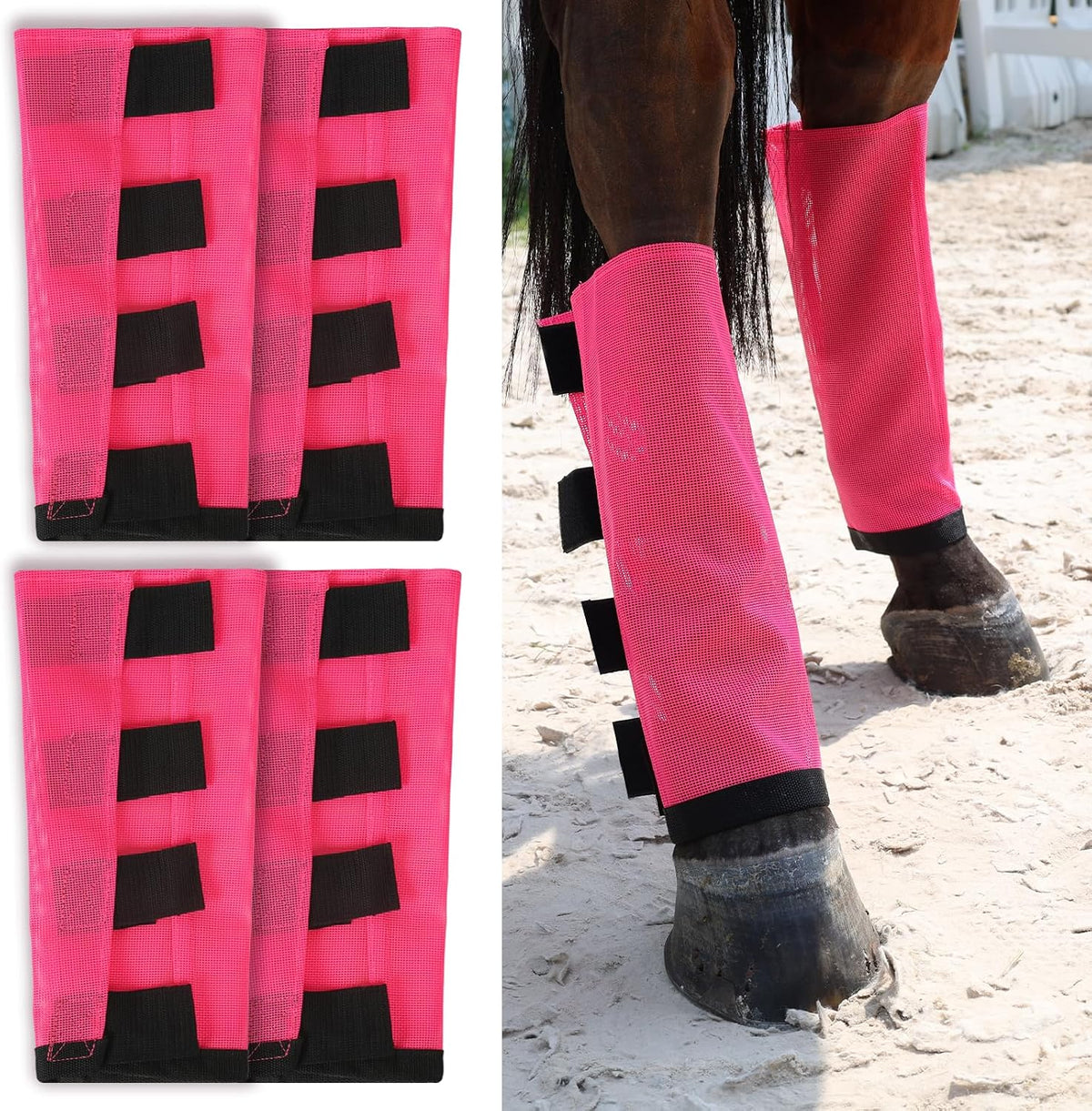 Fine Mesh Horse Fly Boots & Leggings, 4-Pack, Large
