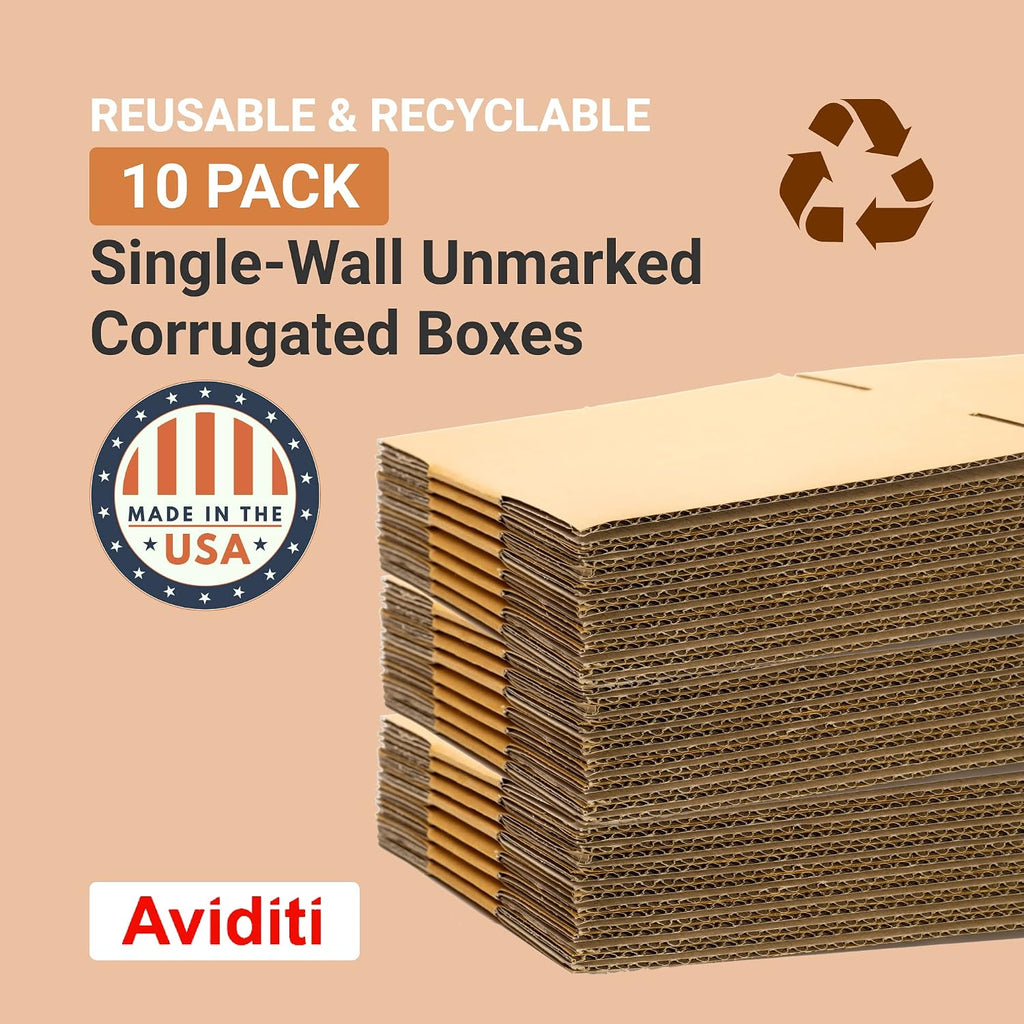 Side Loading Shipping Boxes Large 26"L x 6"W x 20"H 10-Pack - Corrugated Cardboard Box for Moving, Mailing, Packing