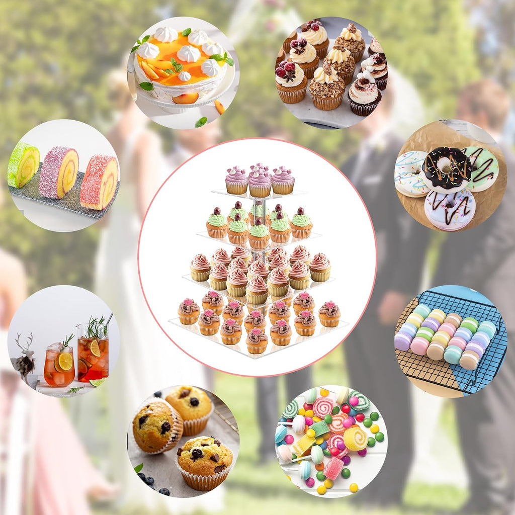4 Tier Acrylic Cupcake Stand, Premium Cupcake Holder, Acrylic Cupcake Tower Display Cady Bar Party Décor â Display