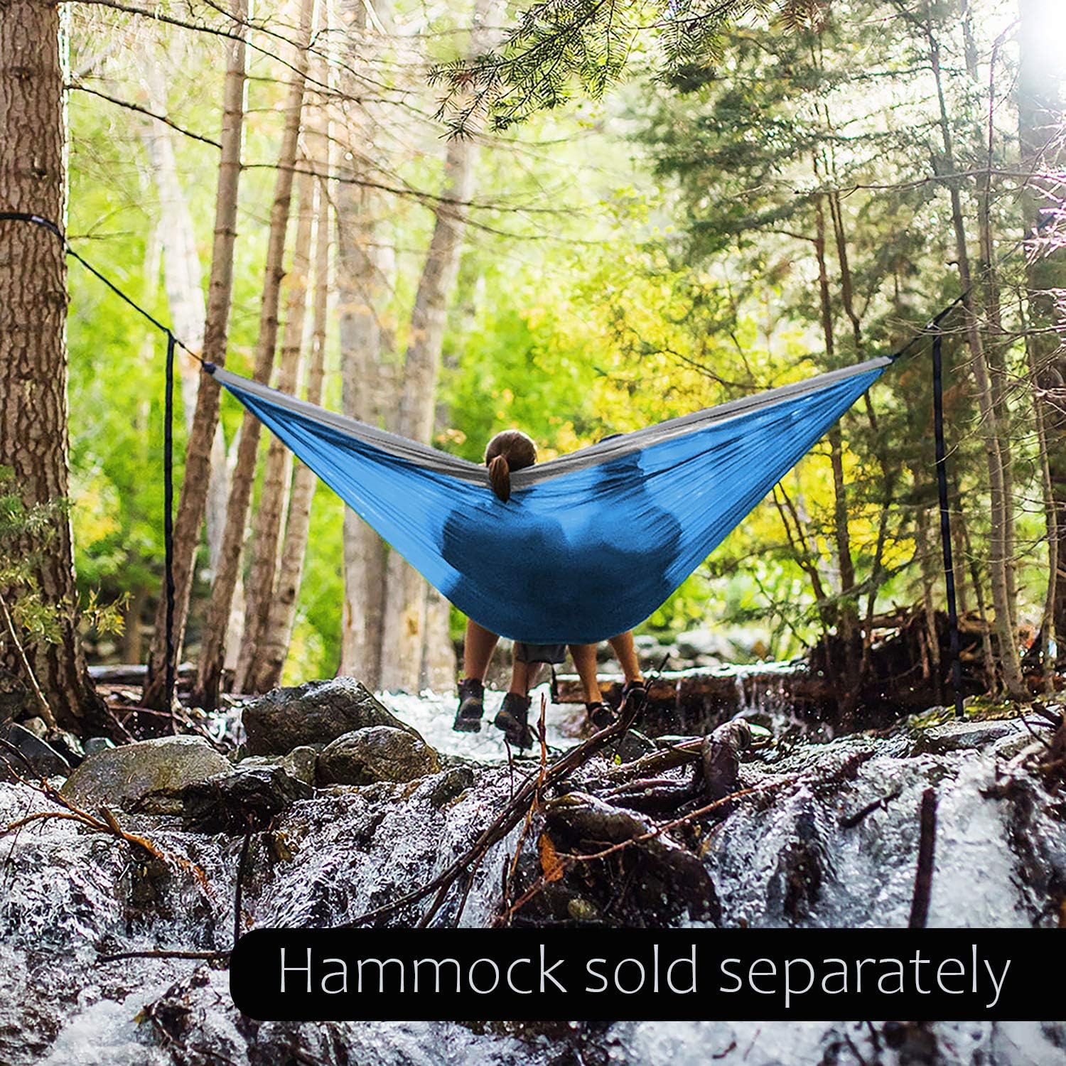 Hammock Straps and 2 Carabiners, 30+2 Loops, 1200lbs Breaking Strength (500lbs Rated) | 100% Non-Stretch