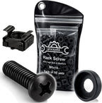 M6x16 Rack Mount Screws, Steel Cage Nuts & Nylon Washers, 50-Pack