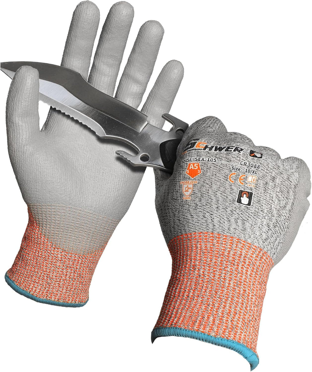 12 Pairs A4/A5/A6 Cut Resistant Gloves, Non PFAS CR3088, L