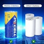 12 Pack C Batteries, R14P 1.5V C Size Carbon Zinc Battery