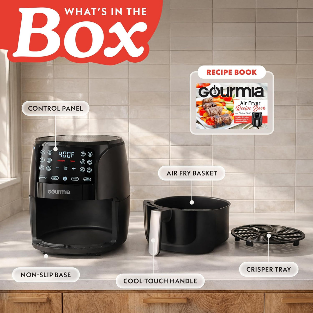 Air Fryer - 6 Qt Large Capacity, FryForce 360º, Digital Display with 12 Presets, Roast, Bake, Broil, Dehydrate