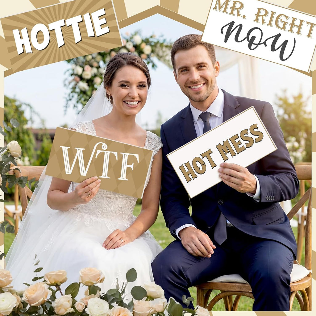 24 Designs Gold Wedding Photo Booth Props, Double Sided PVC Selfie