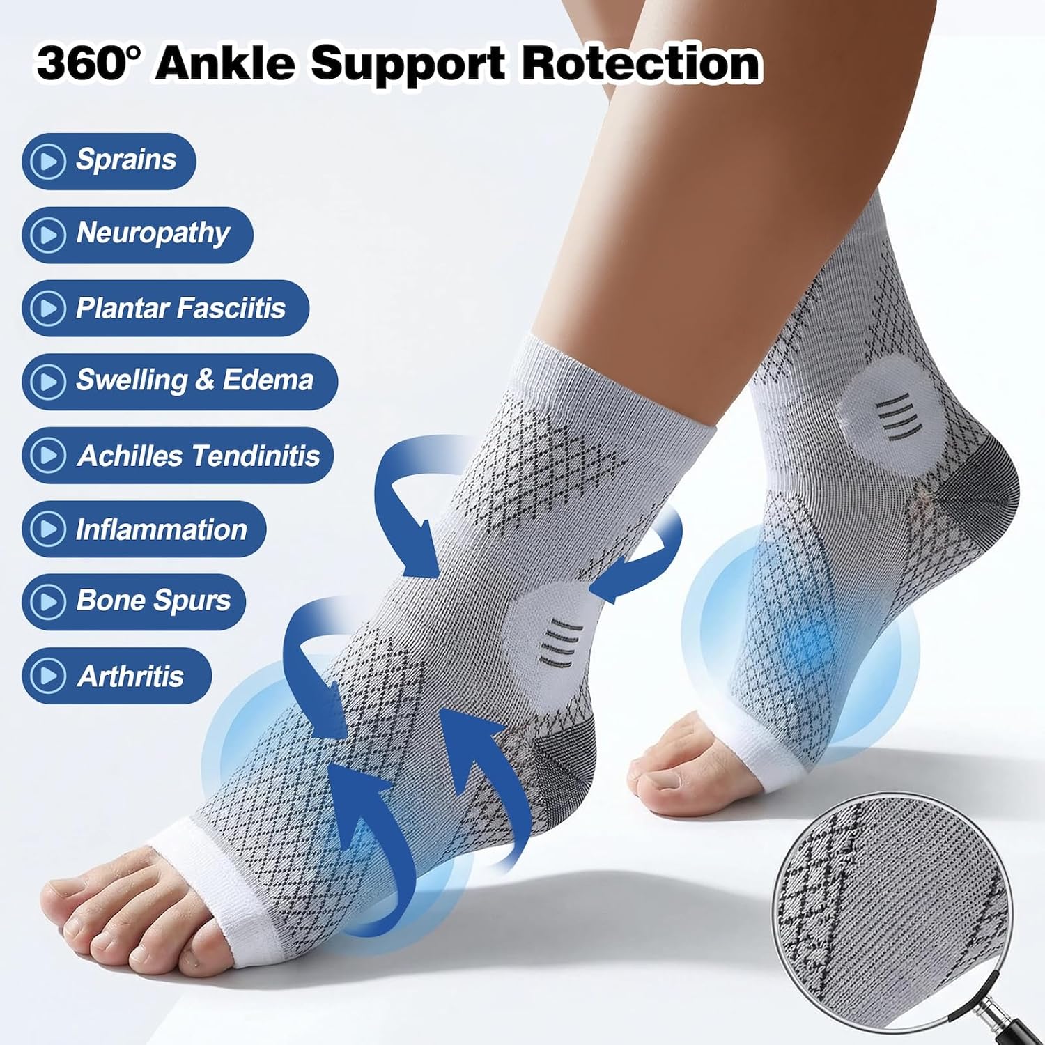 3 Pairs Neuropathy Socks for Women and Men, Toeless Compression Socks | Toeless compression sleeves for daily wear