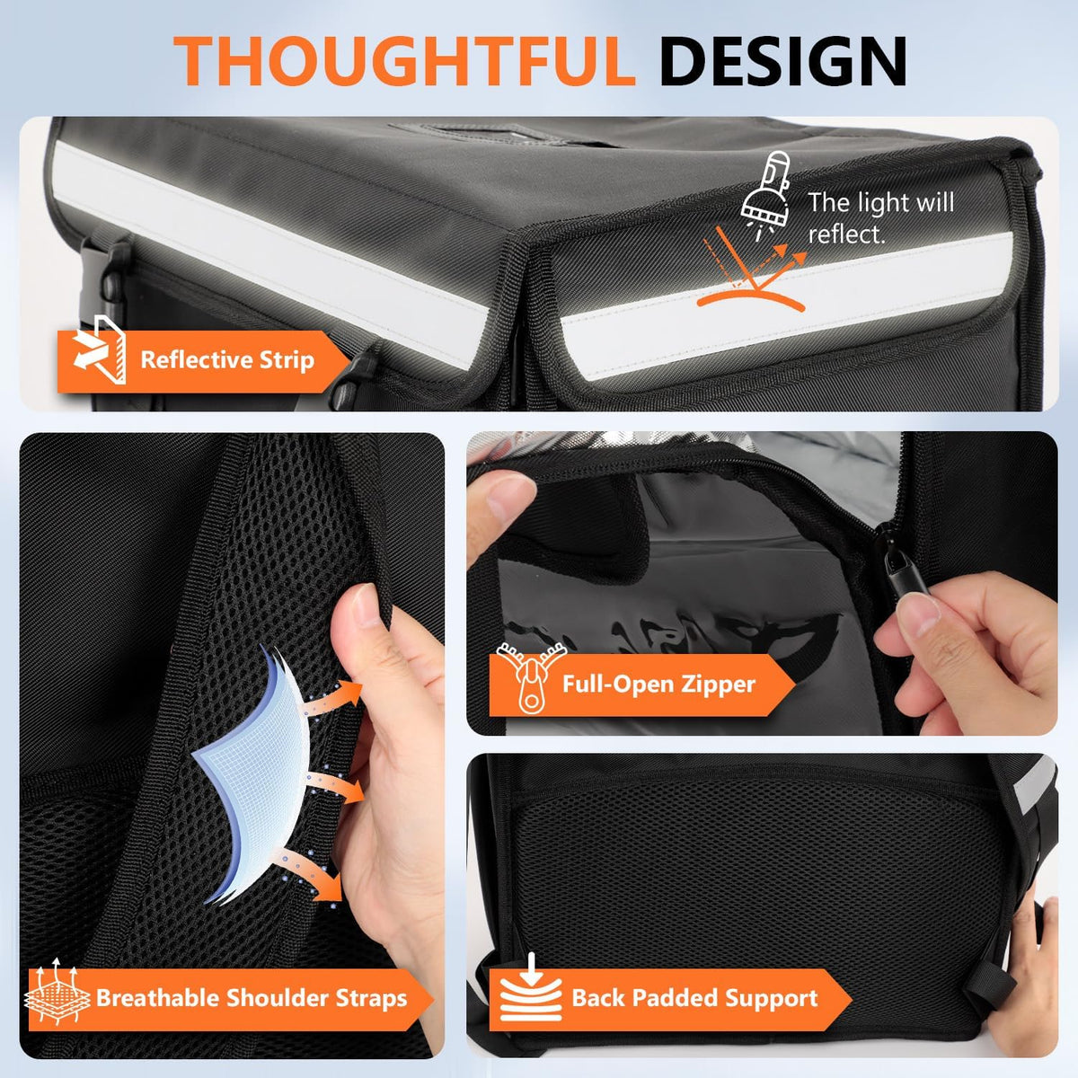 Insulated Food Delivery Backpack, Delivery Bags for Uber Eats DoorDash