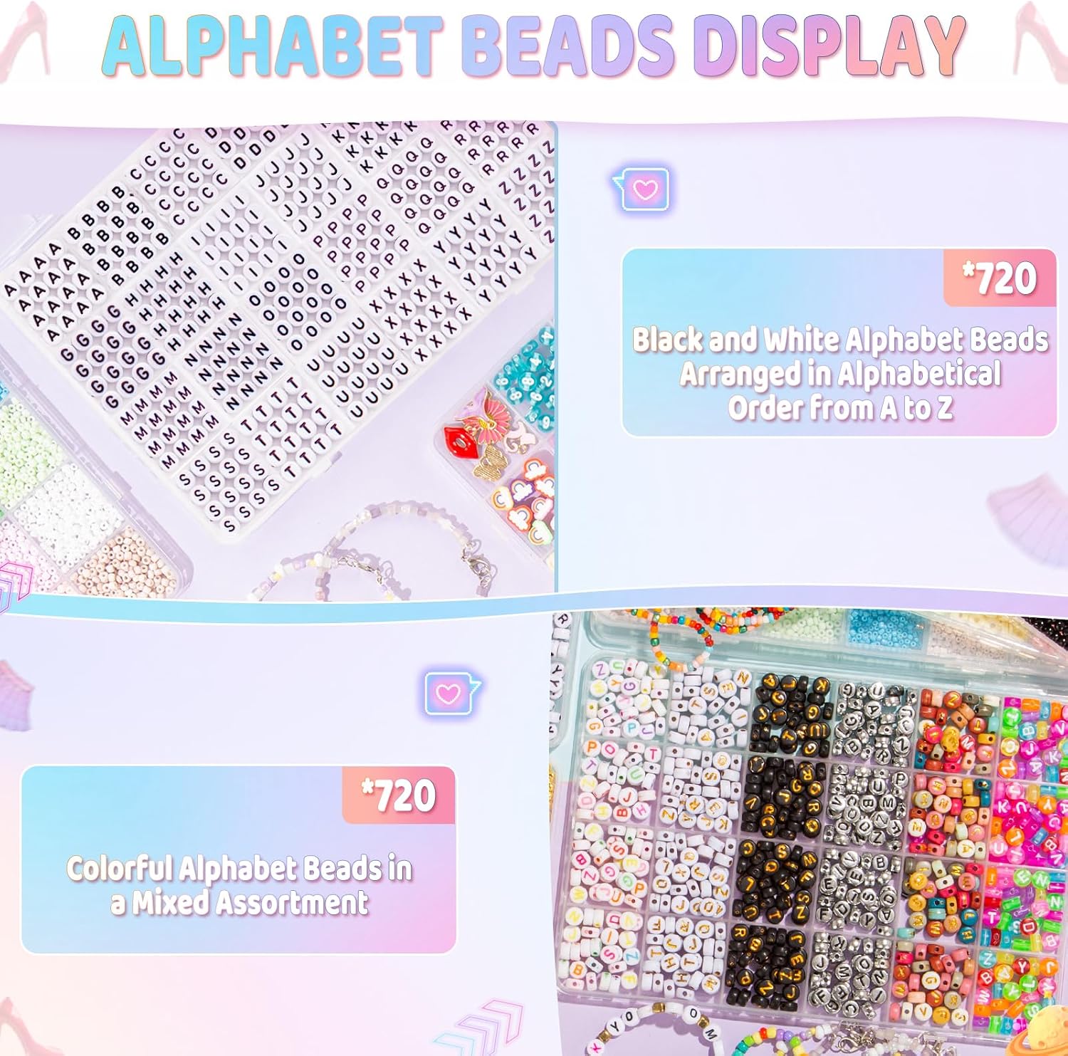 Friendship Bracelet Kit, 16000 pcs with Seed Beads (2/3/4mm), Clay Beads, 7 Styles Letter Beads (A-Z), Variety of