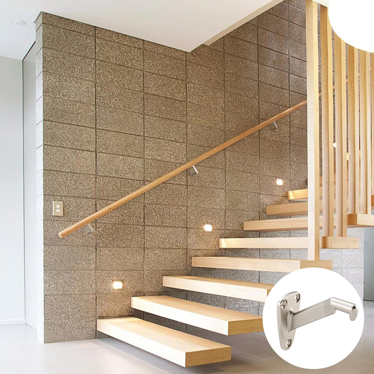 Handrail Bracket for Stairs, Satin Nickel, 6 Pack