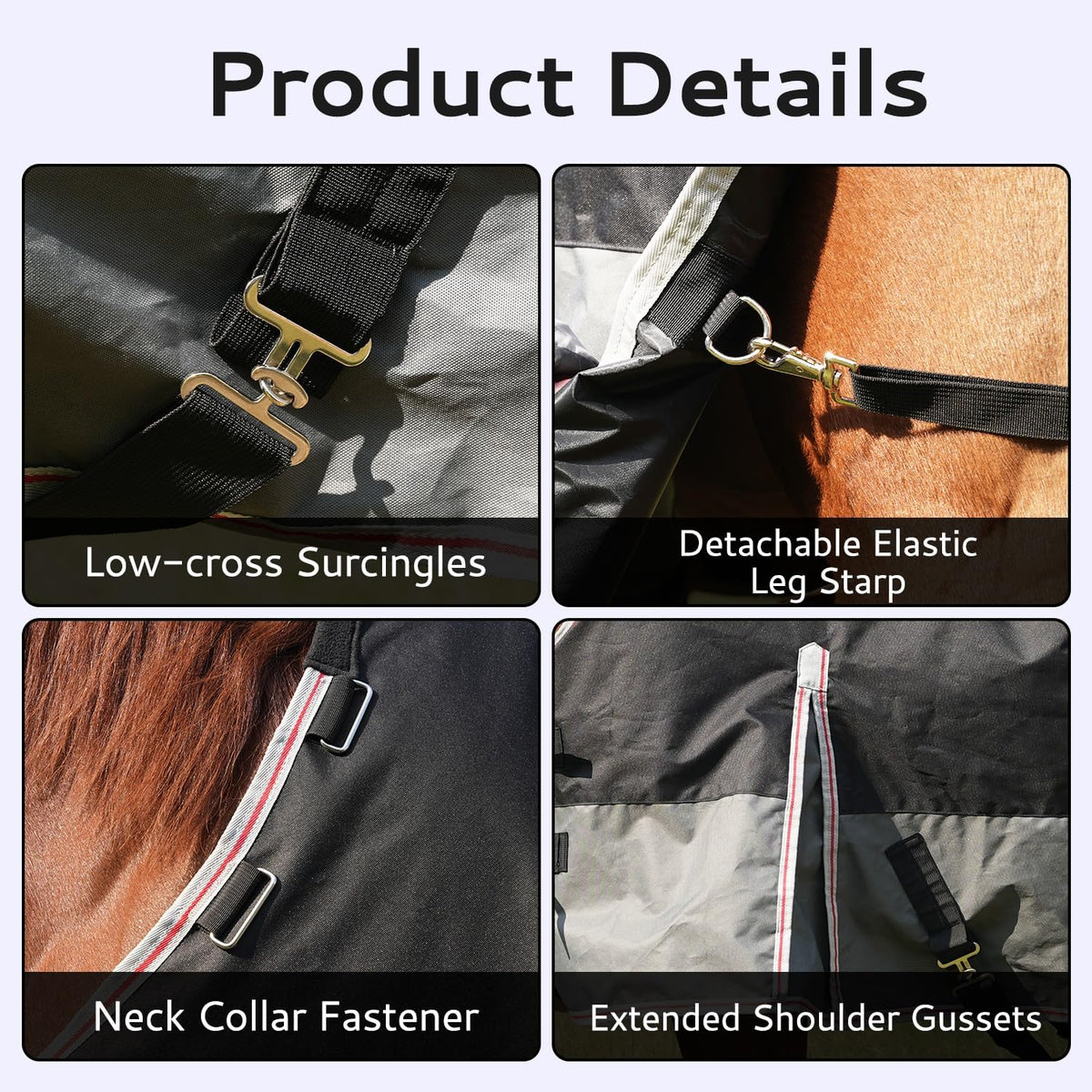 Horse Rug Fly Sheet Waterproof Rainproof Breathable Turnout Blanket Lightweight Polyfill for Cool Weather Perfect for