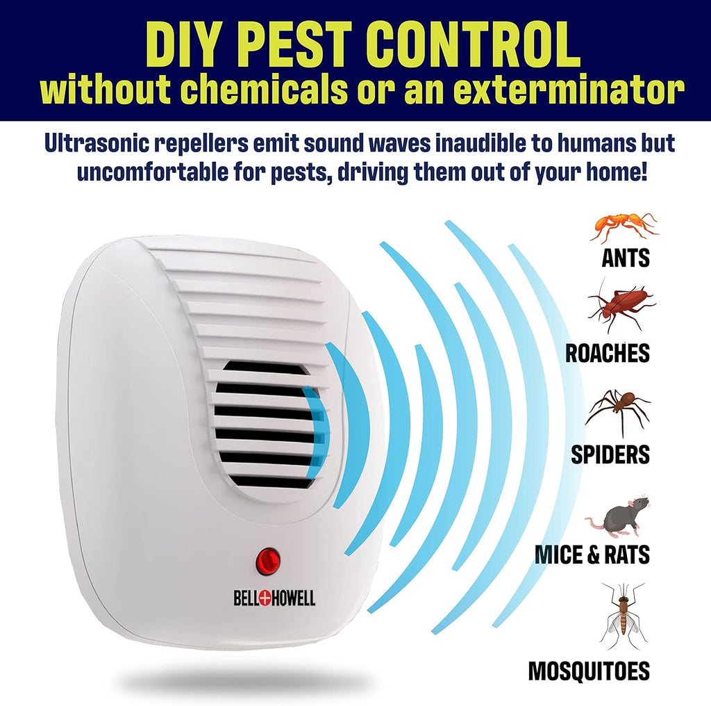 The Bell and Howell Ultrasonic Pest Repeller plug in device Complete Kit 6 Pack, Effectively Aids to repel mice
