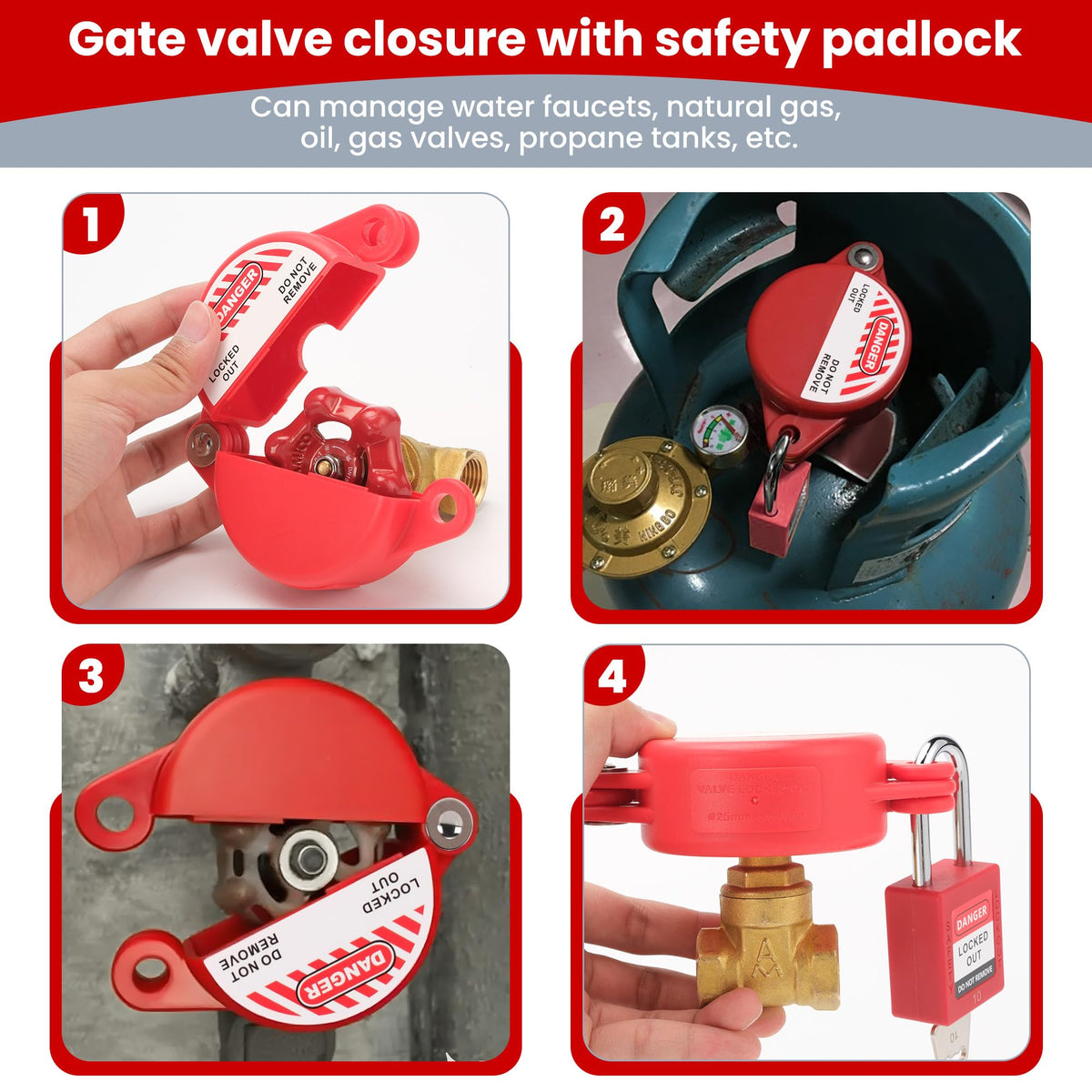 Gate Valve Lockout with Safety Padlock, Hose Bib Lock 2 Pack