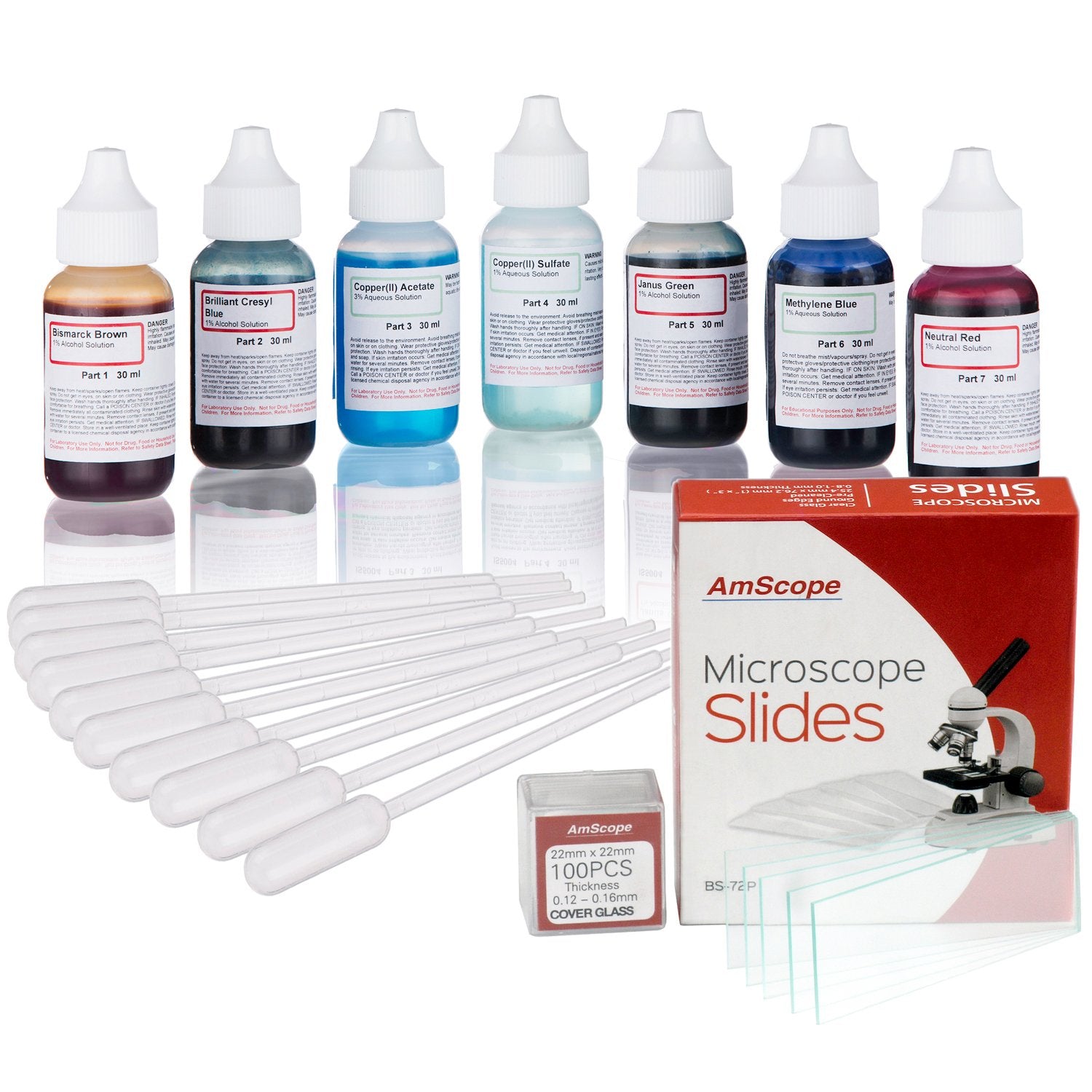 SK6-72P100S22-PP10 Vital Stain Kit for Living Cells – Microscope | This AmScope complete general slide staining