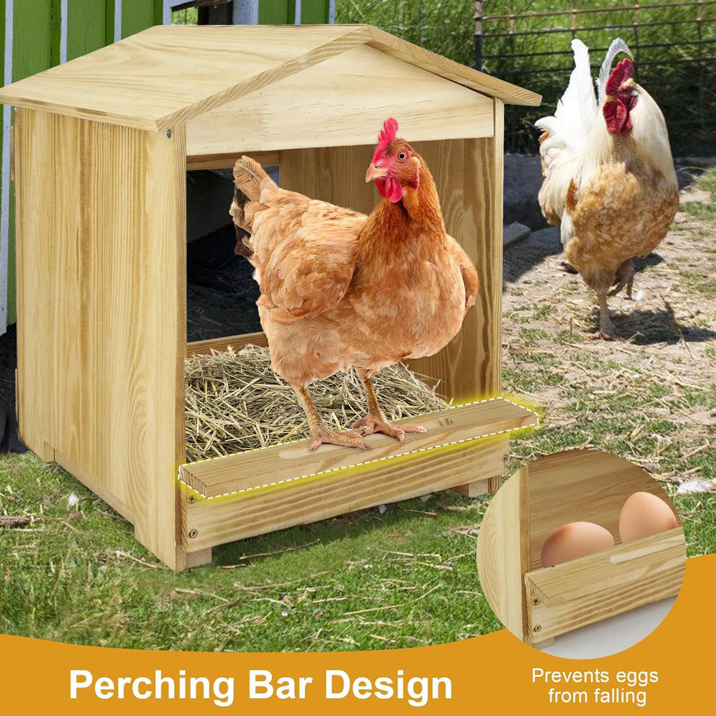 Chicken Nesting Box 3 Compartments - Wall Mount Wooden Egg Laying Nest Box for Chicken Coop, Easy to Assemble &