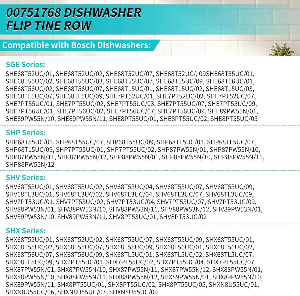 00751768 Dishwasher Flip Tine Row Insert Replacement