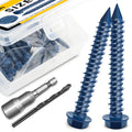 30Pcs 1/4 x 1-3/4" Concrete Screws, Slotted Hex Washer Head Stucco Screws Anchor Kit with 3/16 Drill Bit, Masonry