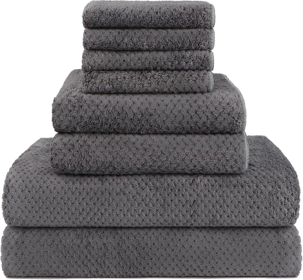 8PK Bath Towel Set, Soft Absorbent, 2 Bath, 2 Hand, 4 Wash, Grey | Light Weight, Quick Drying Towel Set for Bathroom