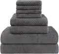 8PK Bath Towel Set, Soft Absorbent, 2 Bath, 2 Hand, 4 Wash, Grey | Light Weight, Quick Drying Towel Set for Bathroom
