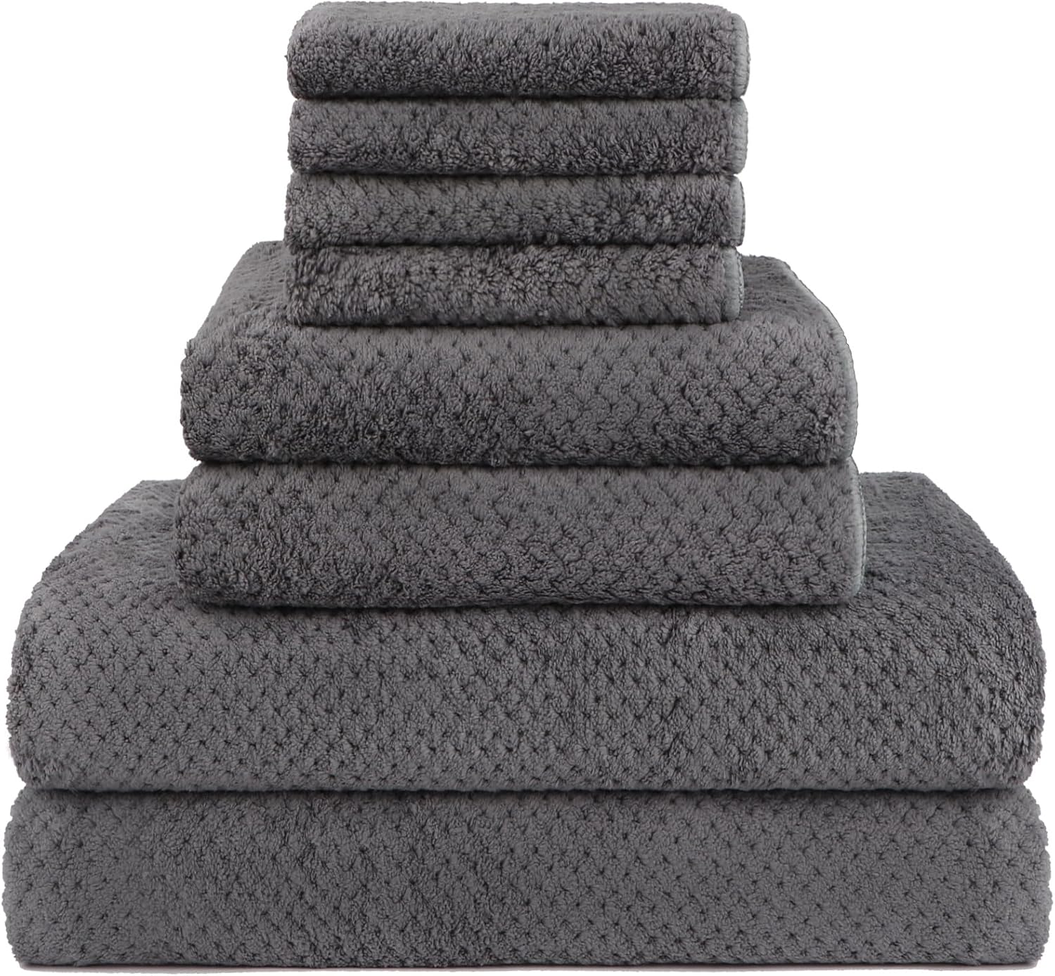 8PK Bath Towel Set, Soft Absorbent, 2 Bath, 2 Hand, 4 Wash, Grey | Light Weight, Quick Drying Towel Set for Bathroom