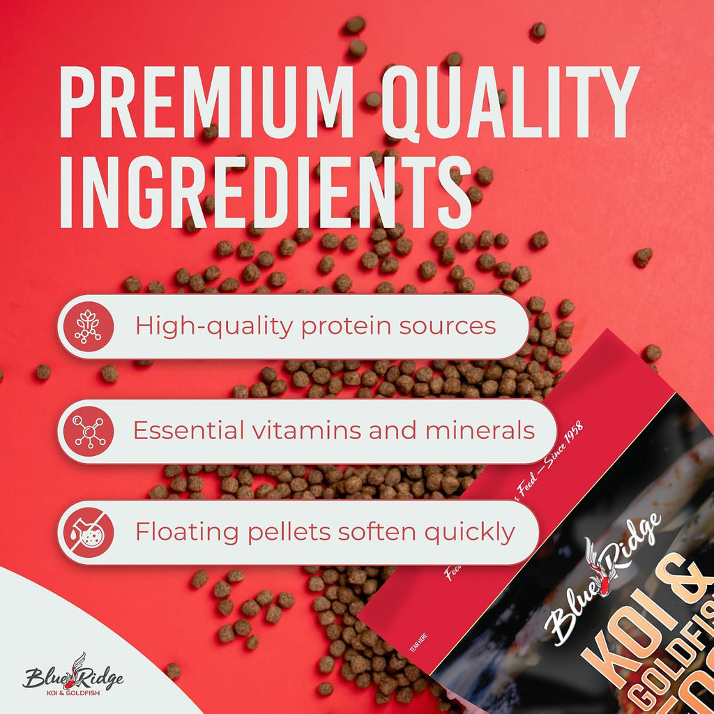 Blue Ridge Koi Fish Food, Growth Formula Color Rich, 3/16" Pellets, 2 lb