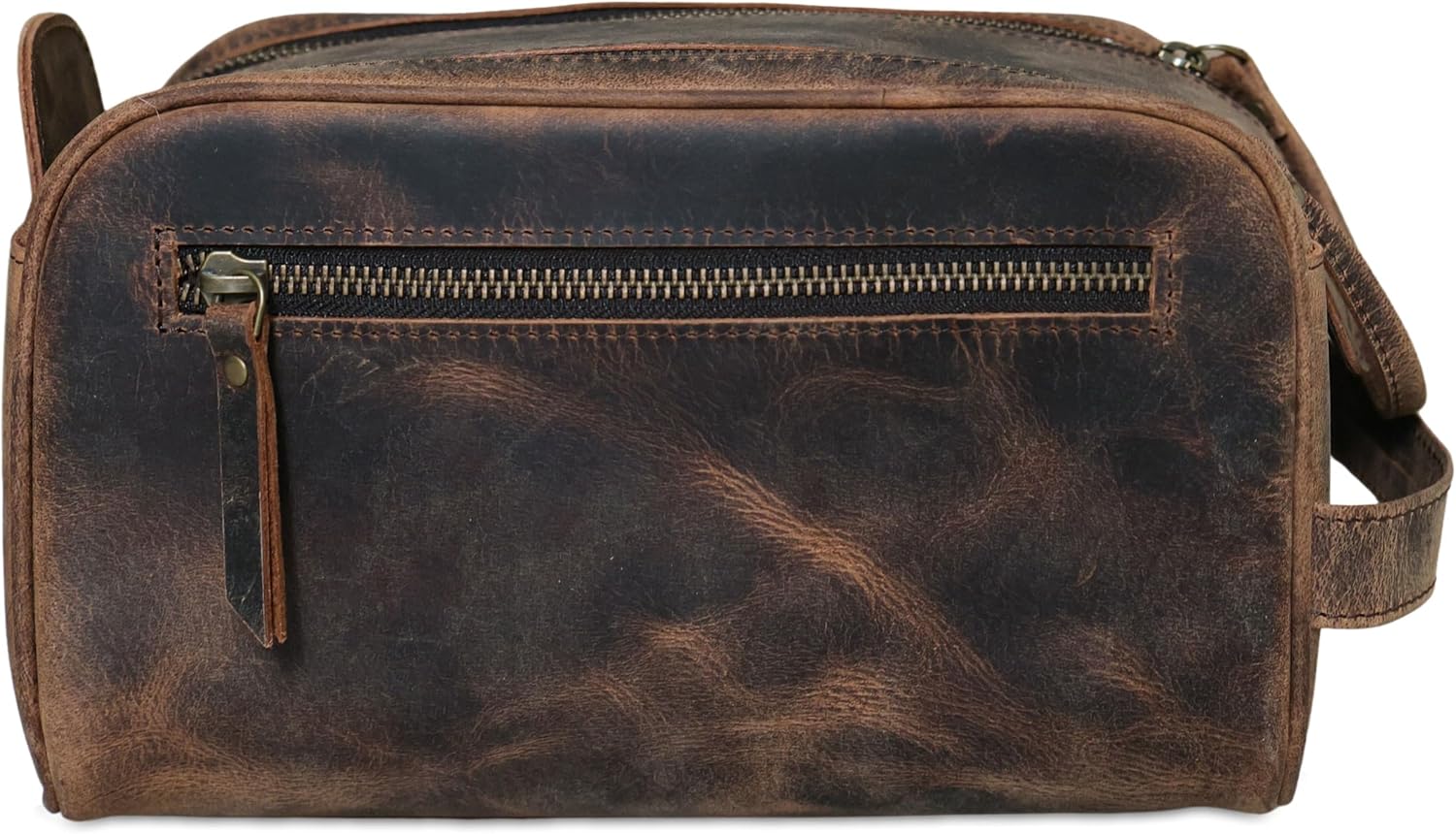 Travel Toiletry Bag – Premium Leather Dopp Kit for Men & Women with Water-Resistant Lining & Spacious Zippered Organizer
