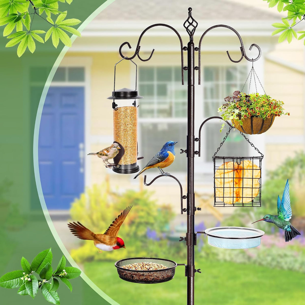 Bird Feeding Station Kit, 87 Inch Bird Feeder Pole for Outside