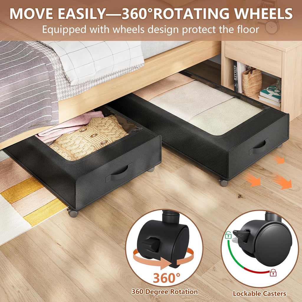 XXXXL Extra Long Under Bed Storage with Wheels,BIGGEST Size Available(66L) under the bed storage Organizer with