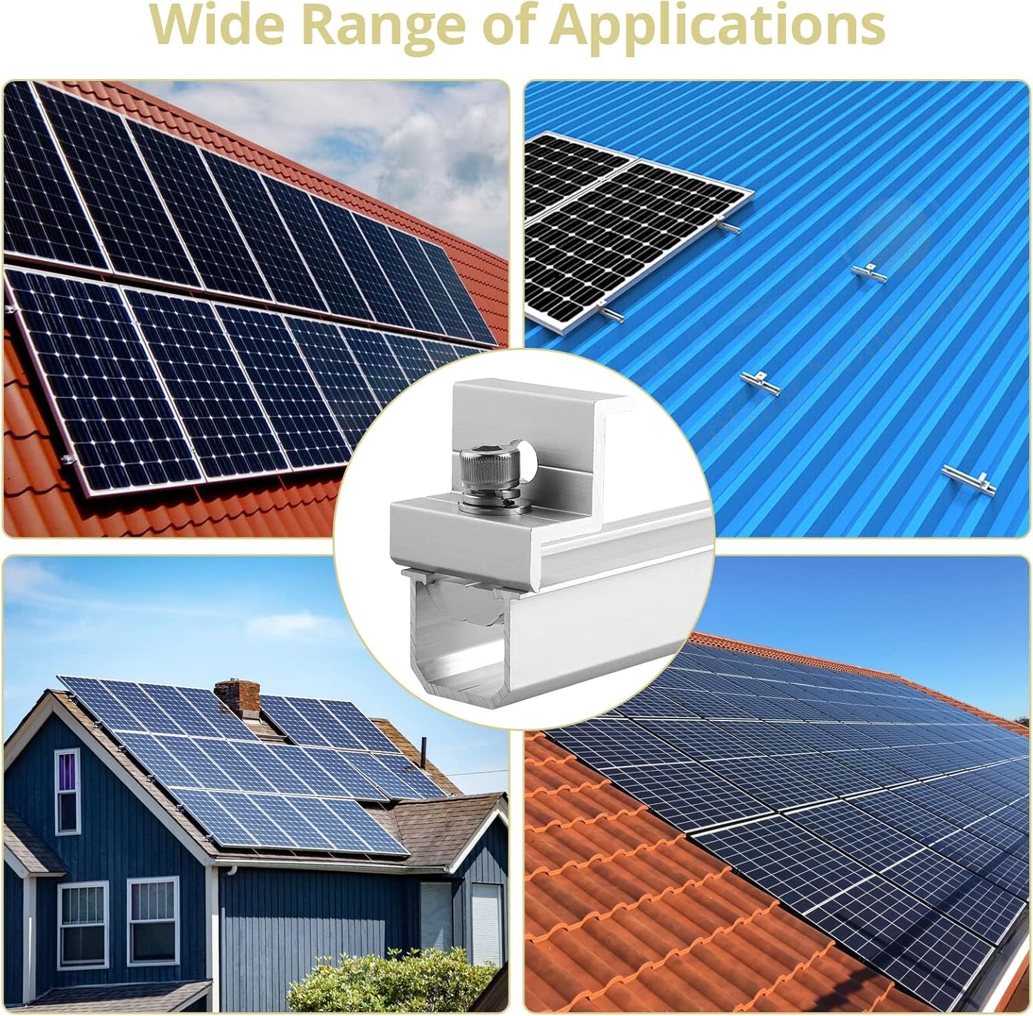 Solar Panel Roof Mounting Kit, 7.87" Aluminium Solar Rail & Clamps | Solar Panel Bracket For Thickness 30/35 mm