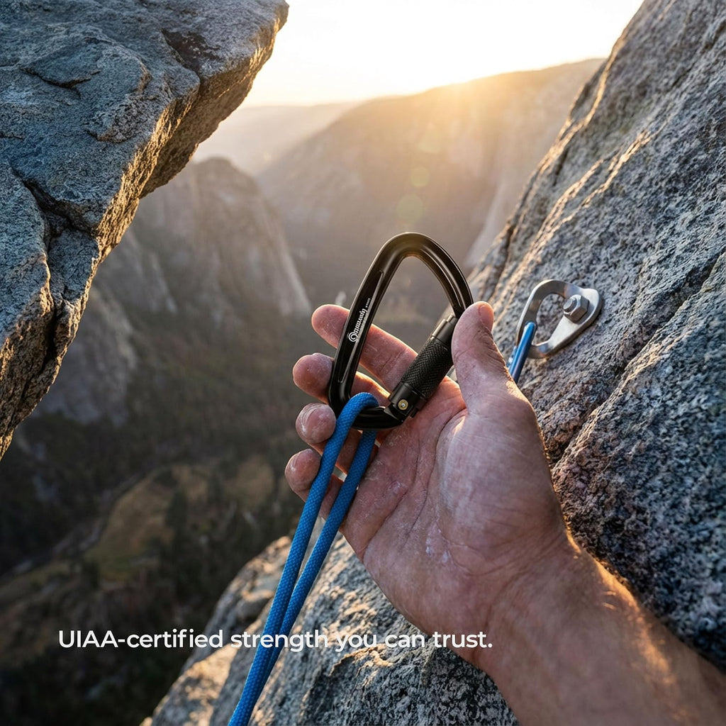 4" Auto Locking Climbing Carabiner, 26KN/ 5728lbs Large Carabiner Clips, UIAA Certified Heavy Duty Caribbean Clips