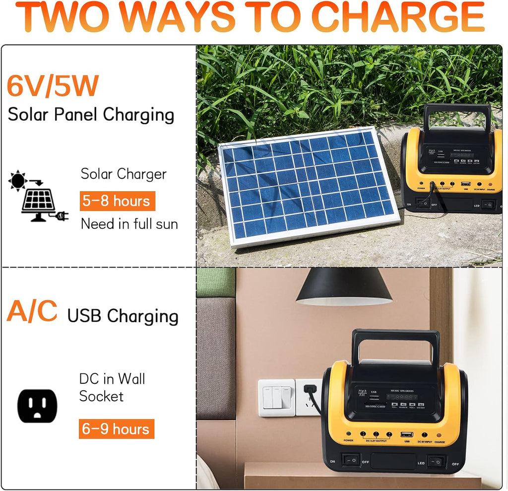 Portable Solar Generator with Panel,Small Power Station for Camping | Compact solar power station with LED lights and