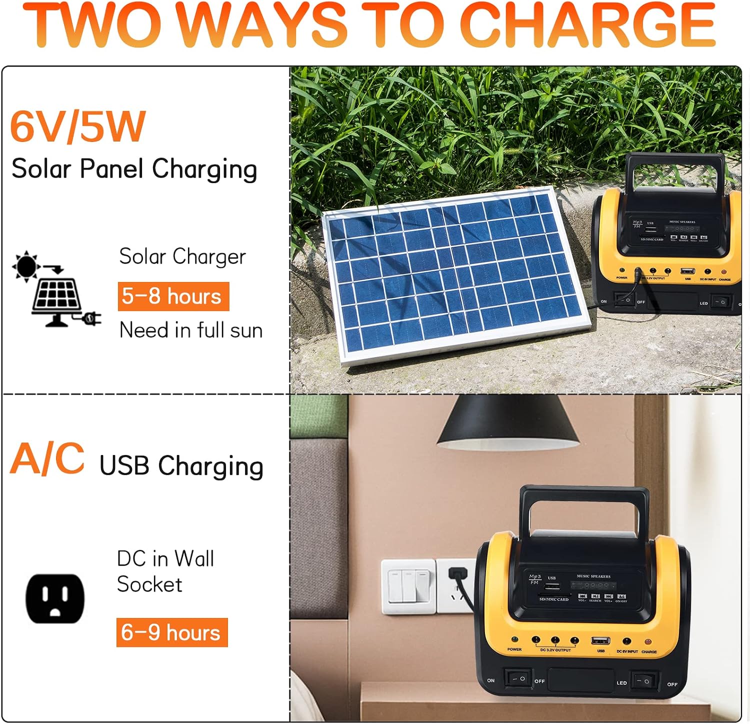 Portable Solar Generator with Panel,Small Power Station for Camping | Compact solar power station with LED lights and