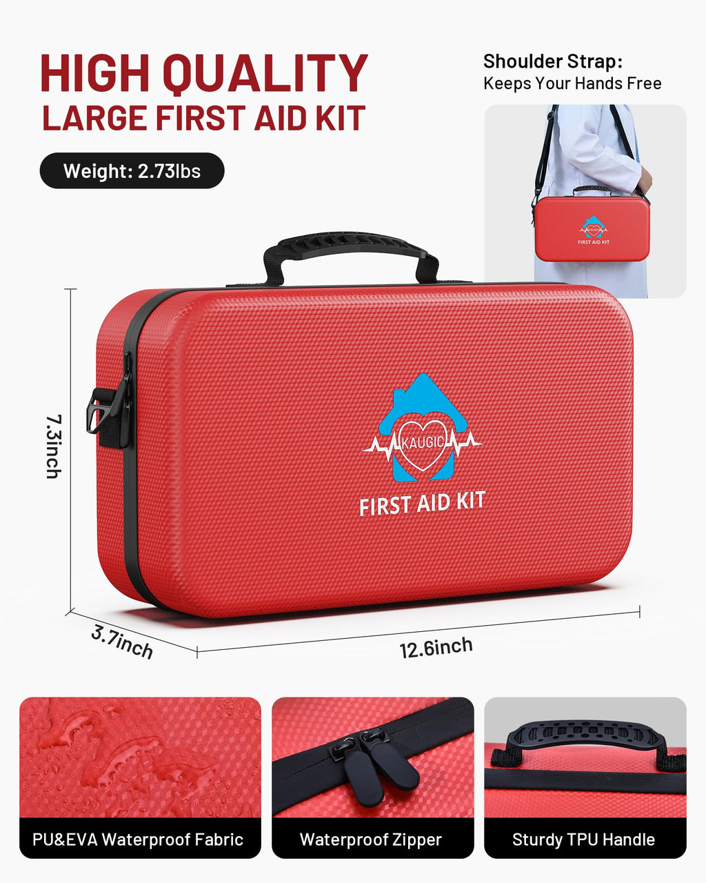 500PCS Waterproof Hard Shell First Aid Kit, Travel