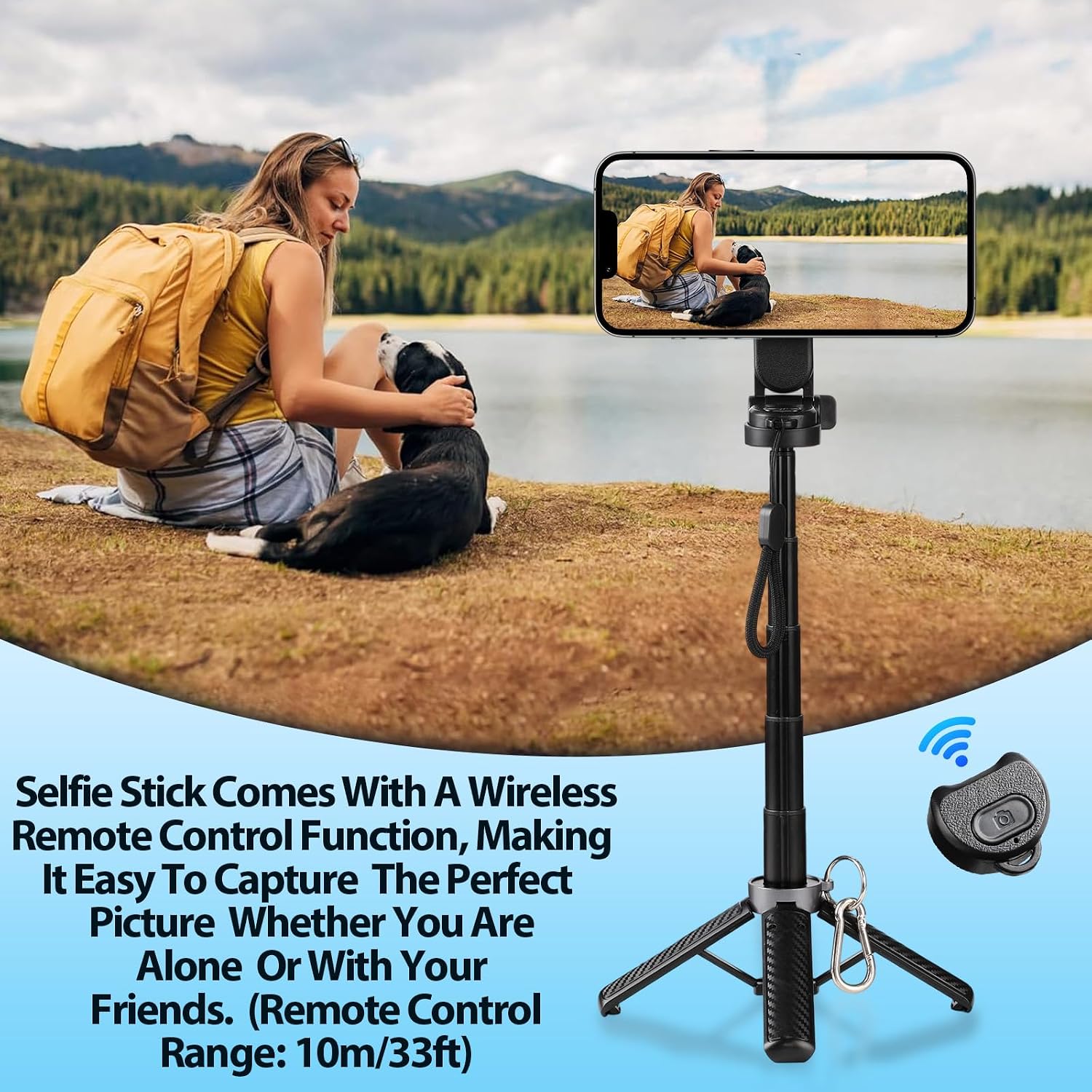 4-in-1 Multifunctional 360° Rotation Magnetic Selfie Stick,Universal Magnetic Phone Tripod with Detachable Remote