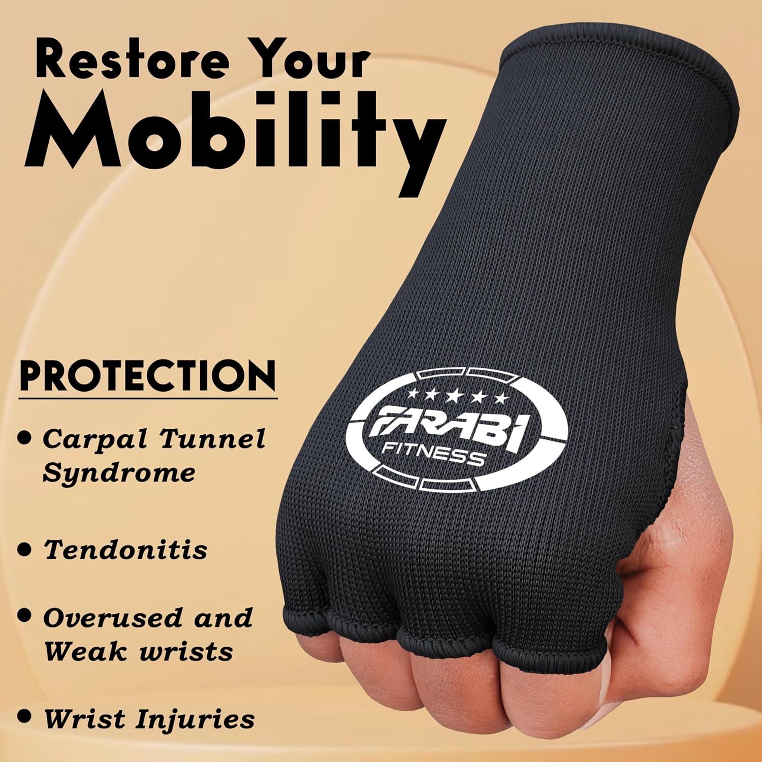 Boxing Hand Wraps Half Finger Elasticated Inner Gloves for Punching Boxing Bandages for MMA, Muay Thai, Training