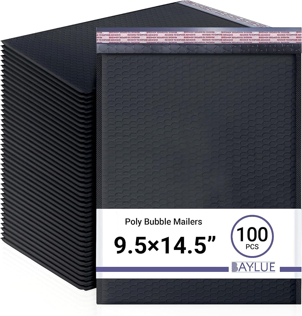 Black Bubble Mailers 9.5x14.5, Self Seal Poly Padded Envelopes #4, 100 Pack