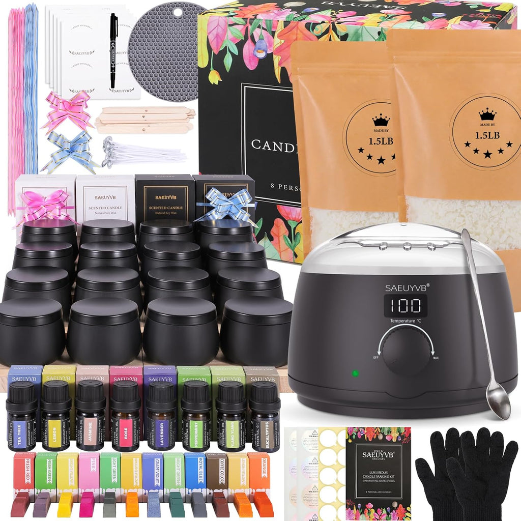 Candle Making Kit for Adults with Hot Plate, DIY Starter Soy Candle Making Supplies/Kit - Perfect as Home