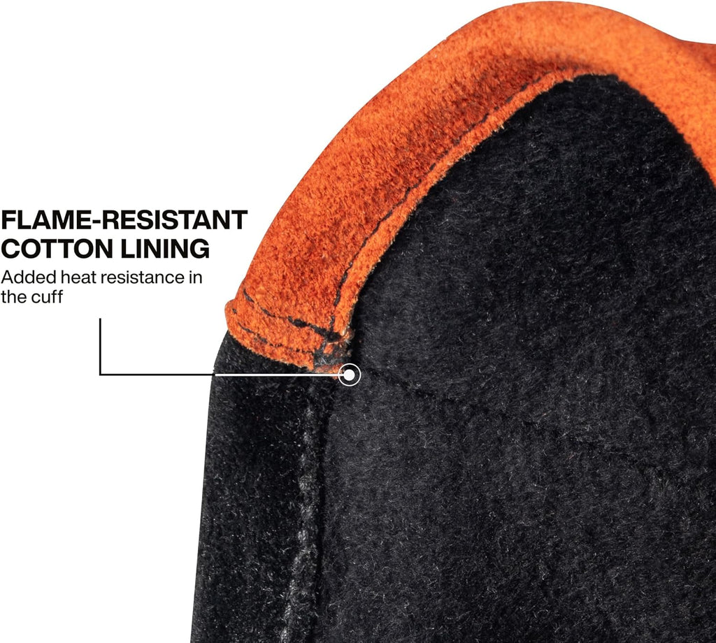KLEIN TOOLS MIG Welding Gloves, Split Cowhide Leather, Flame-Resistant Fleece Liner, Reinforced Palm, Thumb, and