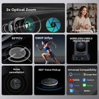 AI Wireless PTZ Camera System with Auto Tracking Built-in Receiver & Bluetooth Speakerphone, 5.8GHz 1080P 60fps