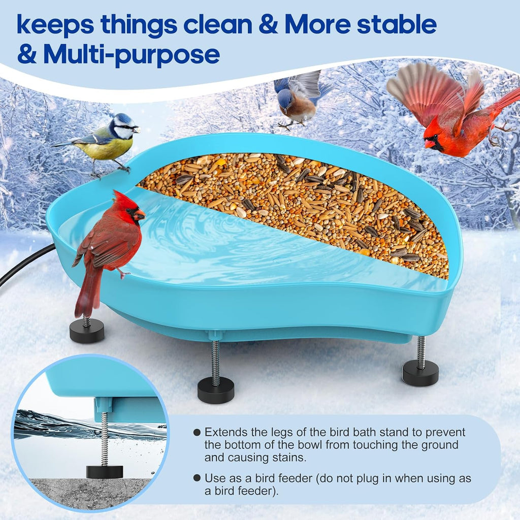 Heated Bird Baths for Outdoors for Winter - 60W Thermostatically Controlled Heated Bird Bath for Outside Winter