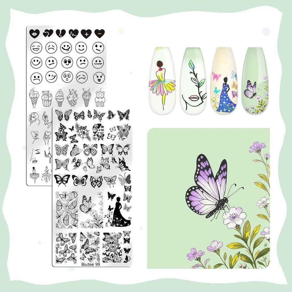 12PCS Nail Stamping Plate Set 8PCS Stamping Nail Gel Polish