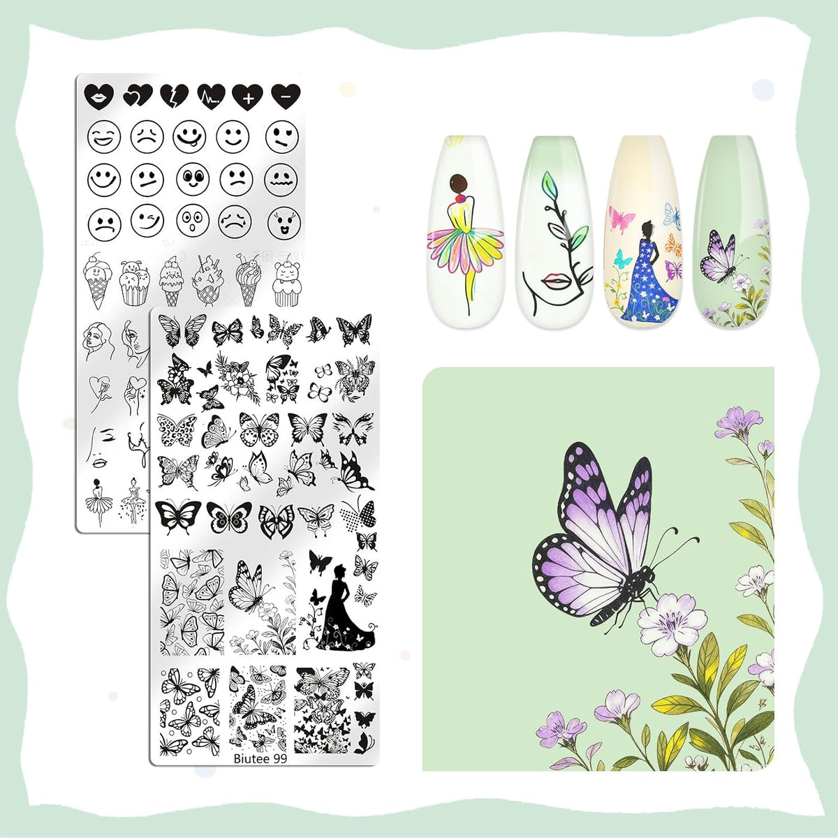 12PCS Nail Stamping Plate Set 8PCS Stamping Nail Gel Polish