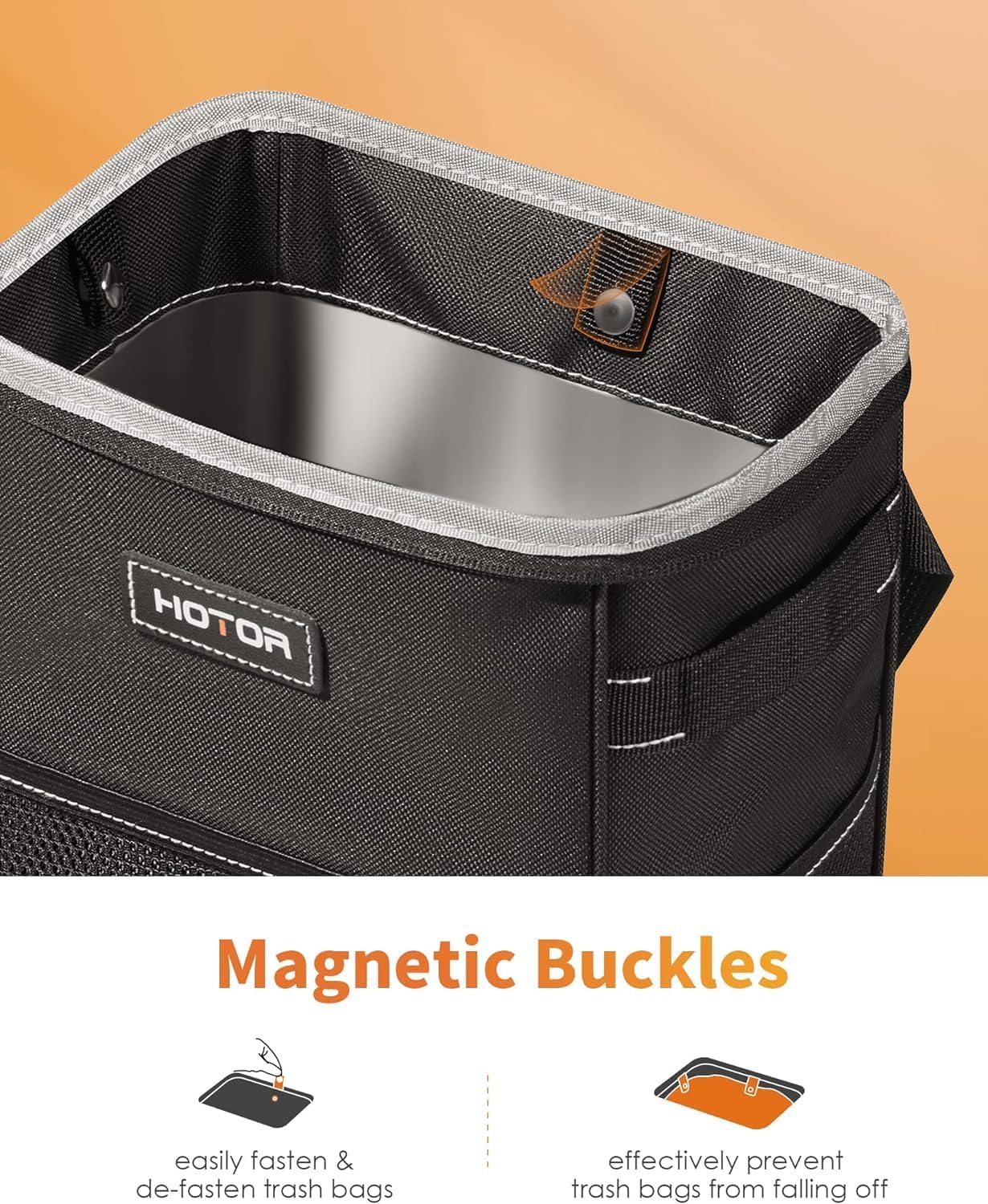 Car Trash Can with Lid and Storage Pockets - 100% Leak-Proof Organizer, Waterproof Garbage Can, Multipurpose Trash
