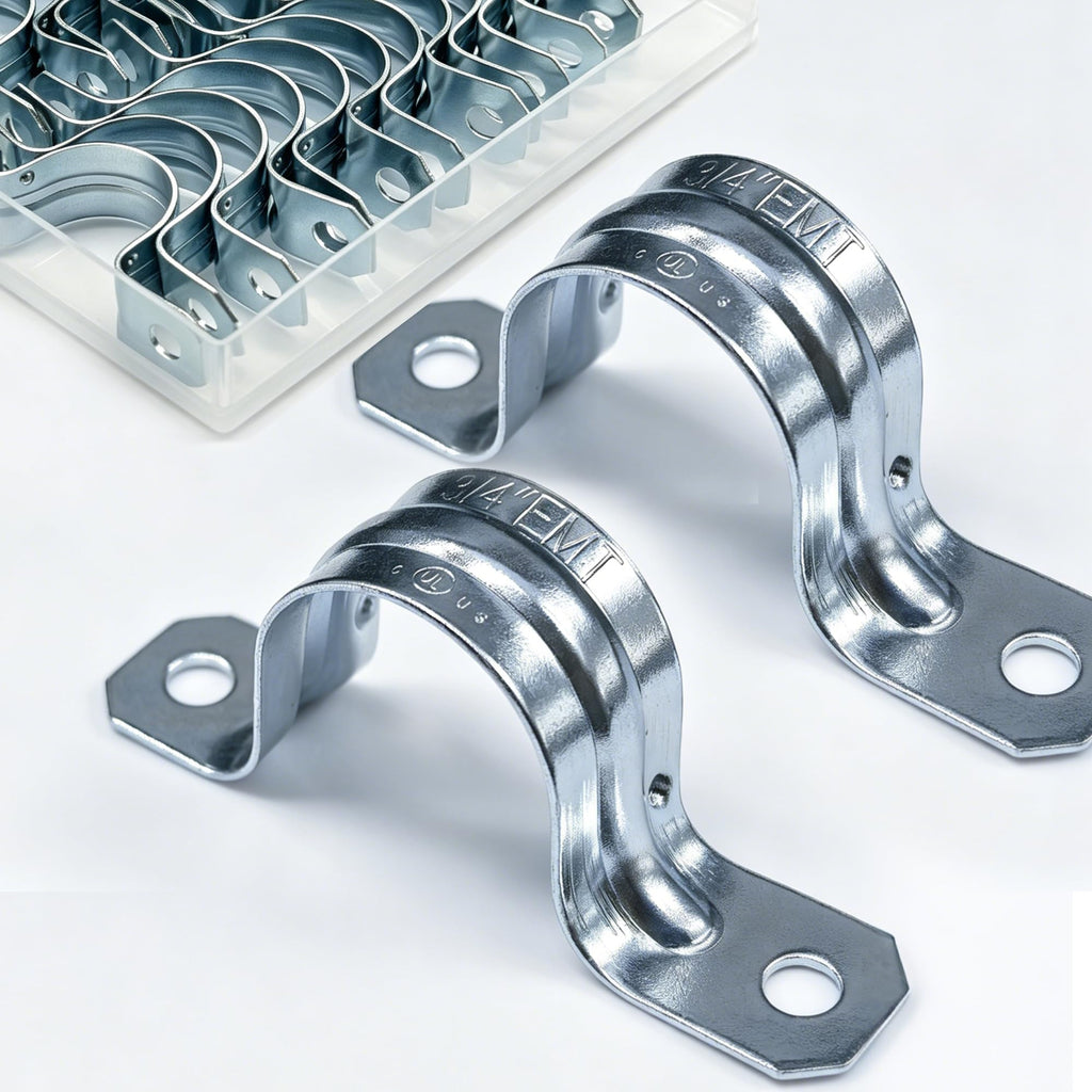 3/4 Inch Two Hole EMT Conduit Clamp, Pipe Strap U Bracket 50 Pack