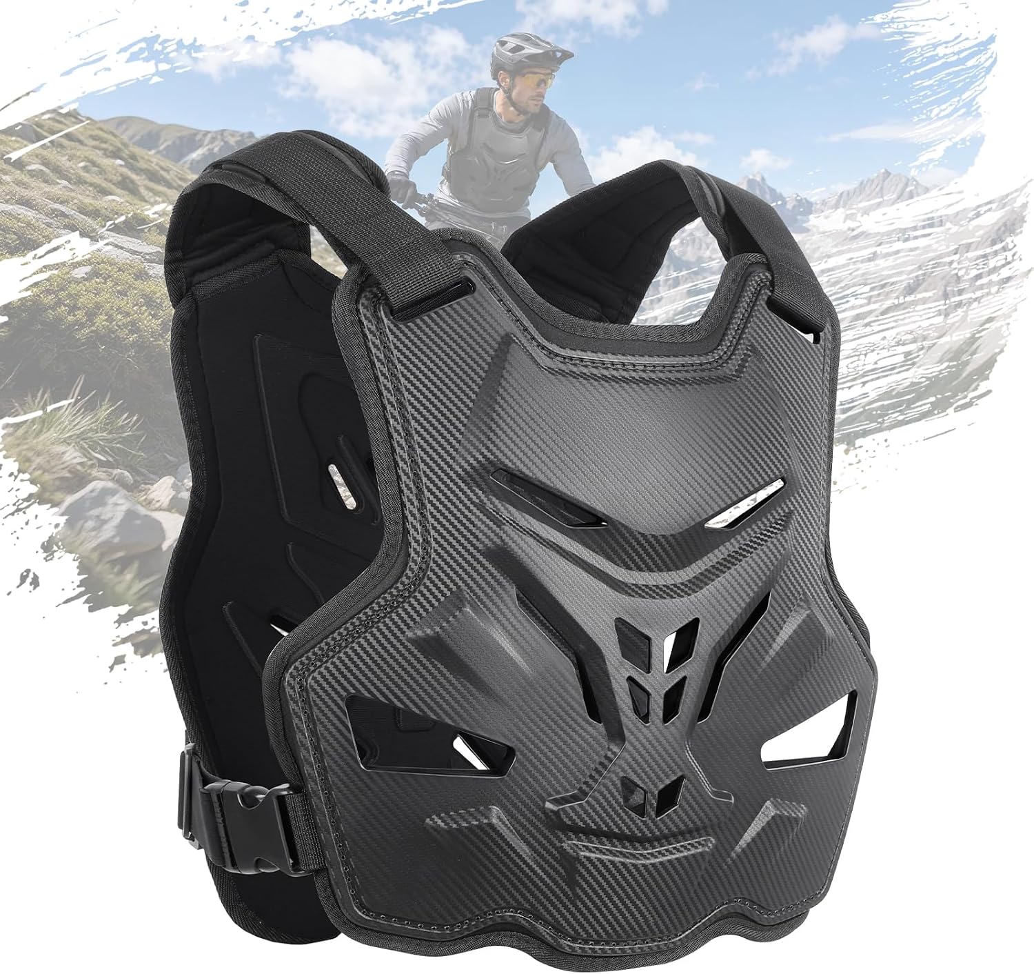 Adult Chest Protector, Upgraded Lightweight Dirt Bike Body Armor with Adjustable Straps, Impact Resistant Motorcycle