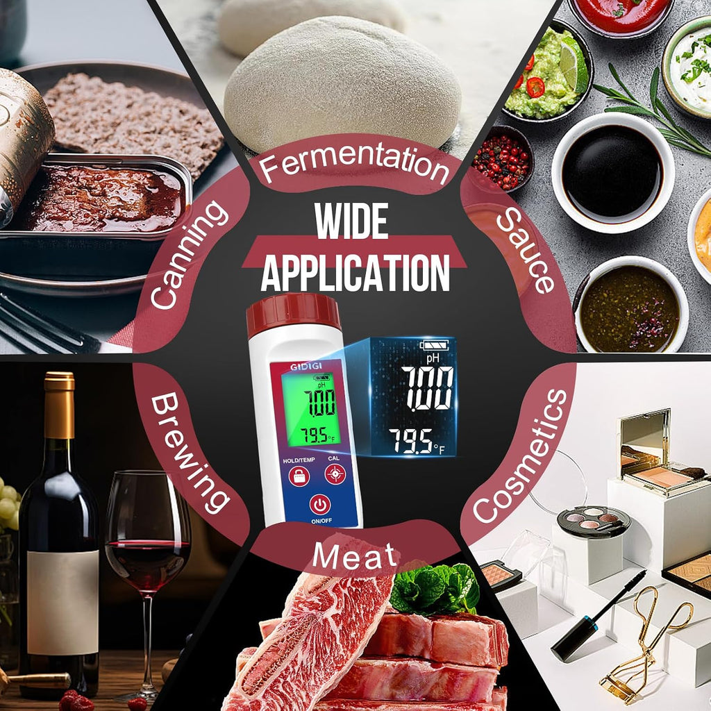 Smart pH Tester Strips for Food, Digital pH Meter for Canning